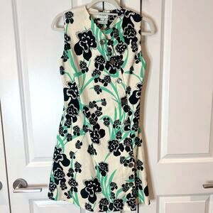 ST. JOHN Orchid Fever Print Twill Belted Button Dress Chamomile Multi Floral | 4